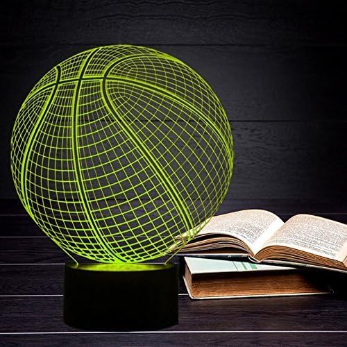 Basketball 3D Illusion Lamp, LED Night Lights for Kids Birthday Gift 7 Color Changing Touch Switch Xmas Decoration Nightlight Children Room Bedroom Decorations Toys for Sports Theme Fans - LeafyLoom