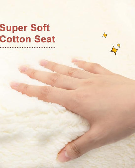 ALIMORDEN Kids Ultra-Soft Snuggle Foam Filled Chair, Toddler Cuddly Sherpa Reading Couch for Boys and Girls, Cream - LeafyLoom