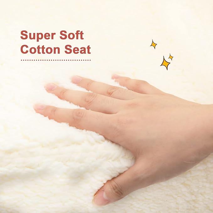 ALIMORDEN Kids Ultra-Soft Snuggle Foam Filled Chair, Toddler Cuddly Sherpa Reading Couch for Boys and Girls, Cream - LeafyLoom