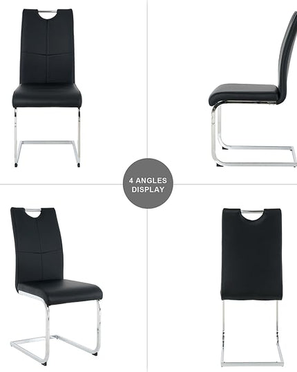 NicBex Haerin-SD-00374-LWJ Dining Chairs, 16.5"x17.9"x38.2", Black and Silver - LeafyLoom