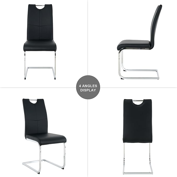 NicBex Haerin-SD-00374-LWJ Dining Chairs, 16.5"x17.9"x38.2", Black and Silver - LeafyLoom