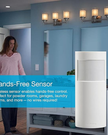 Lutron PD-OSENS-WH Caseta Smart Lighting Auto On and Off Motion Sensor, for Dimmers, Switches, and Fans Controls, No Wires Required, White Lutron