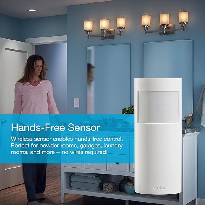 Lutron Caseta Smart Lighting Vacancy Motion Sensor, Manually Turns On, Automatically Turns Off, For Dimmers, Switches, and Fans No Wires Required, PD-VSENS-WH, White Lutron
