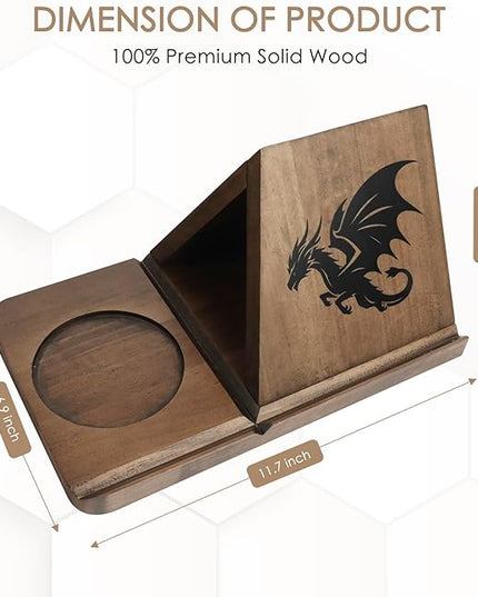 Small Bookshelf - Triangle Book Holder, Wood Mini Book Shelf for Reading Nook, Gifts for Book Lovers, Small Bookcase with Dragon Decor for Bedroom Nightstand, Office Desk, Library or Table - LeafyLoom