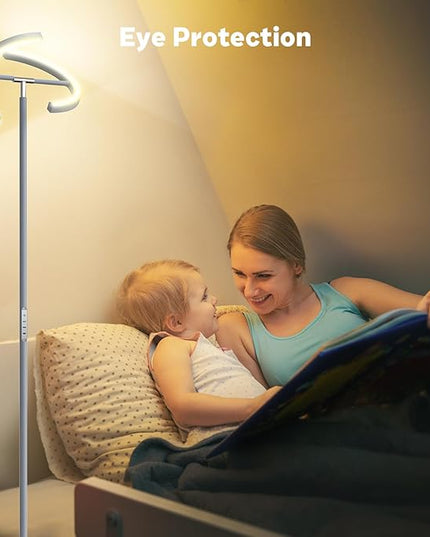 Silver Gray RGBCW Floor Lamp, Bright Color Changing RGB Standing Lamp, Modern Stepless Dimmable LED Tall Lamp with Remote Control, 20W 3000-6000K Floor Lamps for Living Room, Bedroom, Office - LeafyLoom