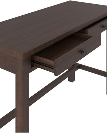 Signature Design by Ashley Camiburg Modern Home Office Writing Desk with Drawers, Warm Brown - LeafyLoom