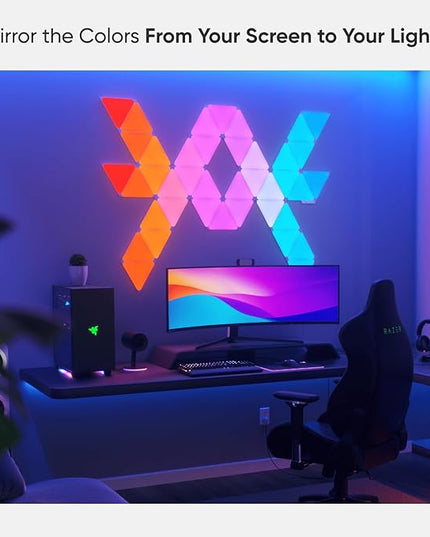 Nanoleaf Shapes WiFi and Thread Smart RGBW 16M+ Color LED Dimmable Gaming and Home Decor Wall Lights Smarter Kits (Triangles Smarter Kit (7 Pack) NANOLEAF