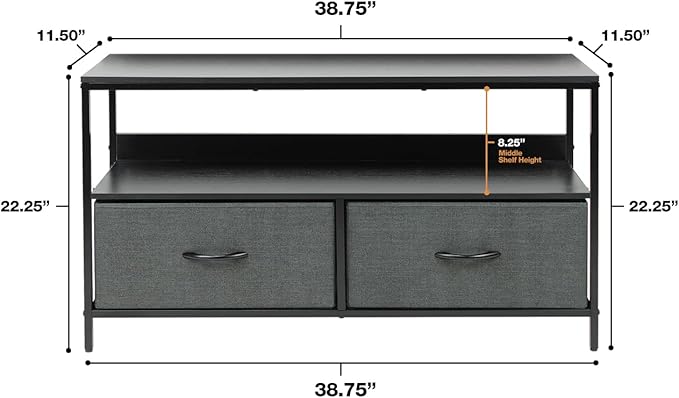 Sorbus TV Stand Dresser with 2 Drawers - Television Riser Chest with Storage - Bedroom, Living Room, Closet, & Dorm Furniture - LeafyLoom