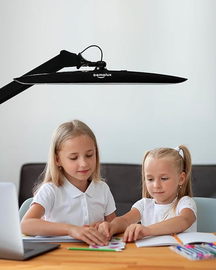 117PCS LED Clamp Desk Lamp, 20 Inch Metal Swivel Arm with Protective Casing, 2200 Lumens, Dimmable Task Lamp for Reading, Office Work, Sewing, Study, and Crafts(Black) - LeafyLoom