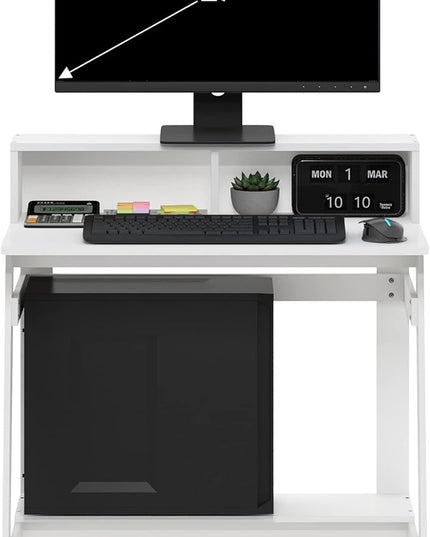 Furinno Simplistic A Frame Computer Desk, Regular, White - LeafyLoom