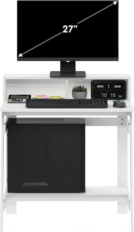 Furinno Simplistic A Frame Computer Desk, Regular, White - LeafyLoom