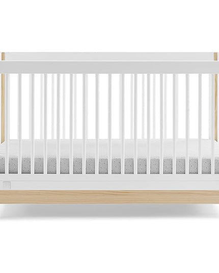 Delta Children babyGap Tate 4-in-1 Convertible Crib + Brannan Bear Bookcase with Bins + Brannan Bear Wall Shelf with 4 Hooks, Bianca White/Natural (Bundle) - LeafyLoom