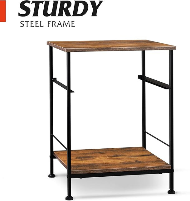 WLIVE Night Stand Set 2, Nightstands End Tables with Fabric Storage Drawer and Open Wood Shelf, Side Tables for Bedroom, Small Bedside Furniture, Dorm, Easy Assembly, Black and Rustic Brown - LeafyLoom
