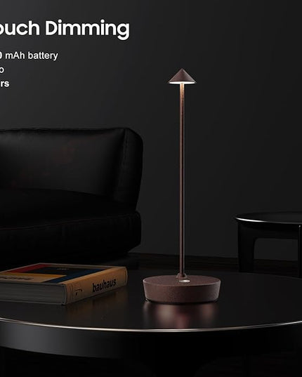 2Pack Cordless Table Lamp Rechargeable, Portable Outdoor LED Table Lamp Waterproof 6000mAh Battery Desk Lamp, 3 Color Stepless Dimming Table Light for Restaurant/Bedroom/Bar/Outdoor Party - LeafyLoom