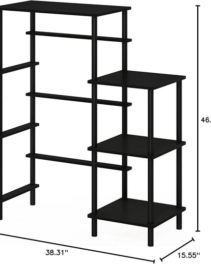 Furinno Turn-N-Tube Toolless Kitchen Storage Shelf Tall, Americano/Black - LeafyLoom
