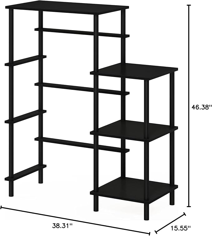 Furinno Turn-N-Tube Toolless Kitchen Storage Shelf Tall, Americano/Black - LeafyLoom
