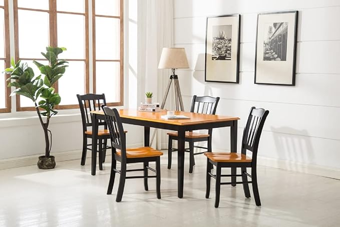 Boraam Shaker Chair, Black/Oak, Set of 2 - LeafyLoom