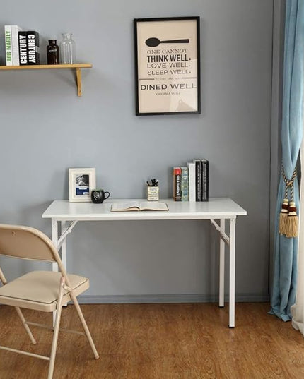 Computer Desk, 55 inche Modern Simple Style Folding Tables, Home Office Writing Desk, Space Saving Foldable Table, No Install Needed - LeafyLoom