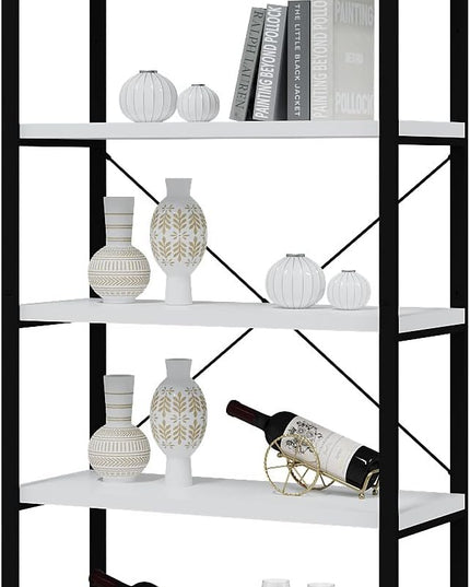 Tall Bookshelf with Large Storage,5 Tier Bookcase in Bedroom,Living Room and Office,Modern Wide Bookcase Shelf for Storing Books/Plants,White - LeafyLoom