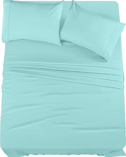 Utopia Bedding Full Bed Sheets Set - 4 Piece Bedding - Brushed Microfiber - Shrinkage and Fade Resistant - Easy Care (Full, Spa Blue) - LeafyLoom