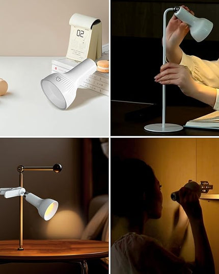 Battery Operated Lamp, LED Wall Sconce, Rechargeable Desk Lamp with 4 Color Modes and 360°Rotate Magnetic Ball, Removable Cordless Wall Light for Reading Bedside Nightstand - LeafyLoom