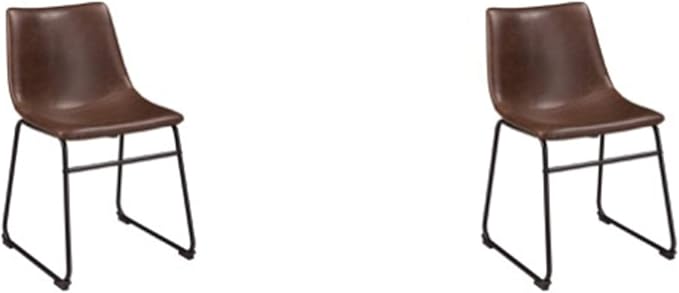 Signature Design by Ashley Mid Century Centiar 18.75" Dining Bucket Chair, 2 Count, Black and Brown - LeafyLoom