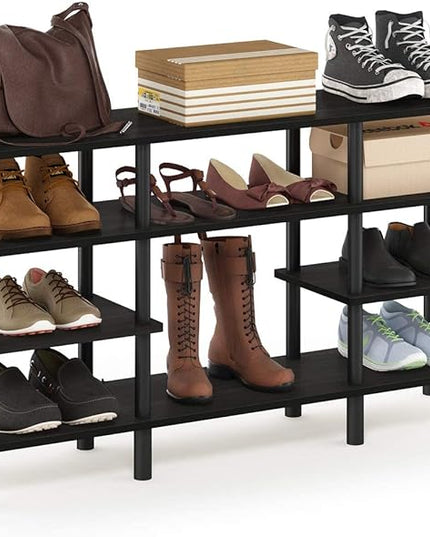 Furinno Turn-N-Tube 4-Tier Multipurpose Wide Shelf TV Stand, Espresso/Black - LeafyLoom