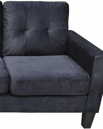 72.5" Velvet Reversible Sectional Modular Sofa with Reorganizable Chaise, L Shaped Tufted Upholstery Couch Large Lounge Sleeper for Living Room Office Apartment, Black - LeafyLoom
