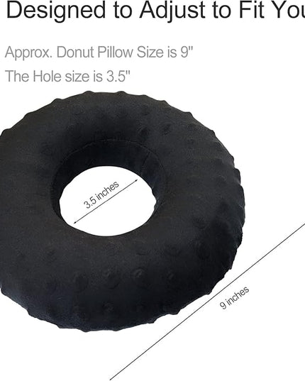 Piercing Pillow Ear Pillows Donut with Hole for Ear Pain CNH, Pain Relief Sleeping, Pressure Sore, Side Sleepers, Headphones Minky Dot Black - LeafyLoom