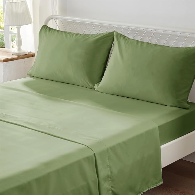Anluoer King Comforter Set, Olive Green Tufted Bed in a Bag 7 Pieces with comforters and sheets, All Season Bedding Sets with 1 Comforter, 2 PillowShams, 2 Pillowcases, 1 Flat Sheet, 1 Fitted Sheet - LeafyLoom