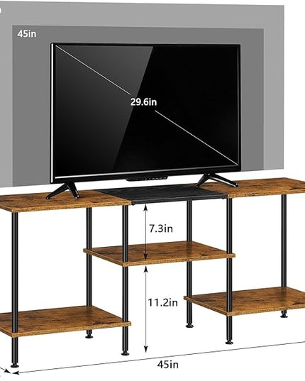 50 inch TV Stand for Bedroom Rustic Brown TV Entertainment Center with Storage 3 Tier TV Table Stand for Living Room TV Console Table for 50 43 40 32 inch TV - LeafyLoom