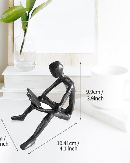Jalunth Bookshelf Bookcase Aesthetic Decoration Art Sculptures Home Decor Book Shelf Case Modern Accents Figurine Reading Metal Decorative Ideas Objects Accessories Library Office Steel Statue Gifts - LeafyLoom
