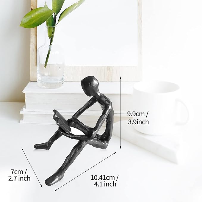 Jalunth Bookshelf Bookcase Aesthetic Decoration Art Sculptures Home Decor Book Shelf Case Modern Accents Figurine Reading Metal Decorative Ideas Objects Accessories Library Office Steel Statue Gifts - LeafyLoom