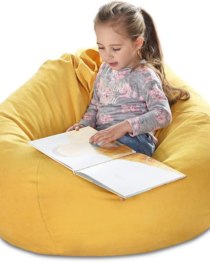 YuppieLife Stuffed Animals Bean Bag Chair Cover Candy-Colored Bean Bag（Just Cover, No filling）/Large Stuff 'n Sit Organization/Toy Storage Bag/Kids Toys Organizer（38'',Ginger） - LeafyLoom
