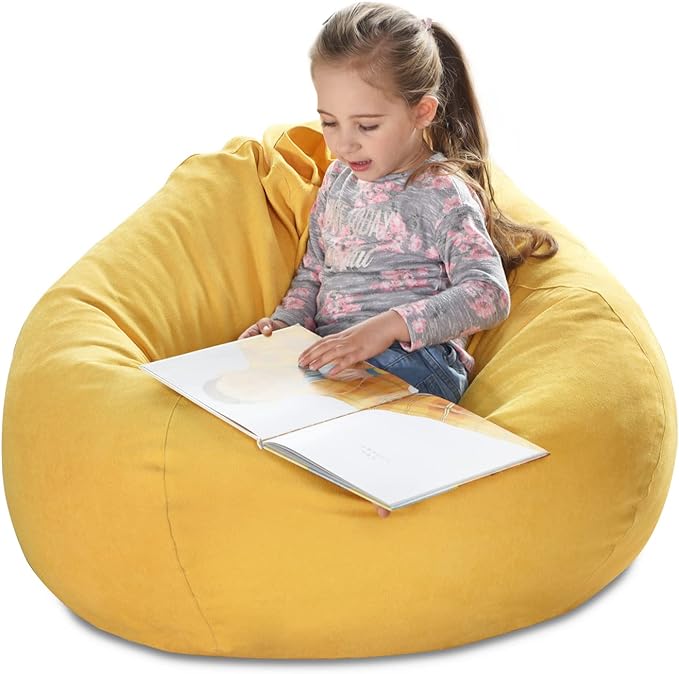 YuppieLife Stuffed Animals Bean Bag Chair Cover Candy-Colored Bean Bag（Just Cover, No filling）/Large Stuff 'n Sit Organization/Toy Storage Bag/Kids Toys Organizer（38'',Ginger） - LeafyLoom