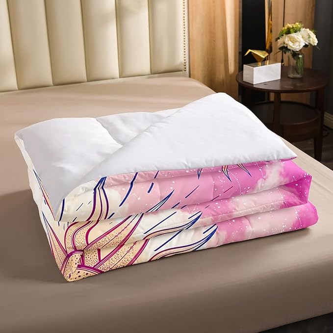 Sun and Moon Comforter Set Full Stars Constellation Galaxy Bedding Set,Pink Blue Pastel Clouds Tie Dye Comforter For Kids Girls Women Boho Hippie Psychedelic Celestial Astrology Quilt Duvet Set 3 Pcs - LeafyLoom