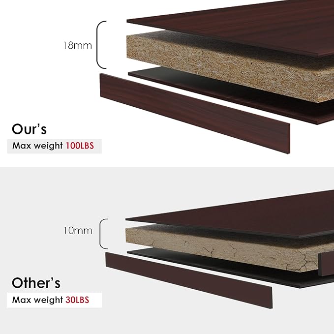 Farini Mahogany Bookshelf for Bedroom 4 Shelf Office Bookcase 48 Inches Tall Modern Wood Bookshelf for Living Room 4 Tier Wide Manga Bookshelf Library Bookcase - LeafyLoom