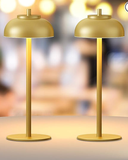 2 Pack Gold Led Cordless Table Lamps Rechargeable,Table Lights Battery Operated-IP65 Waterproof-for Outdoor Patio/Restaurants/Home/Dinner/Table top Lighting-Touch Control & Dimmable - LeafyLoom