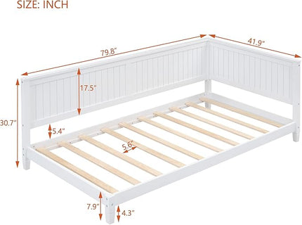 Bellemave Twin Size Wood Daybed, Wood DayBed Sofa Bed Frame for Living Room Bedroom,Solid Wood Daybed Twin Size Sofa Bed Frame with Wood Slat Support,No Box Spring Needed,White - LeafyLoom
