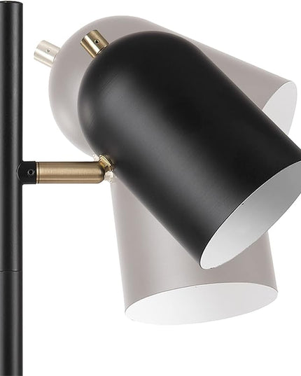 Globe Electric 52994 19" 2-Light Desk Lamp, Matte Black, Matte Brass Accents, 2.1A USB Port, On/Off Rotary Switch on Each Shade - LeafyLoom