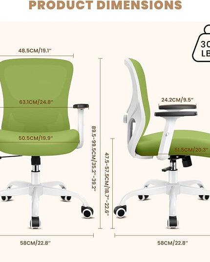 Office Chair Ergonomic Desk Chair with Adjustable Lumbar Support, Swivel Comfy Computer Chair Heavy Duty Executive Chair for Home Office - LeafyLoom