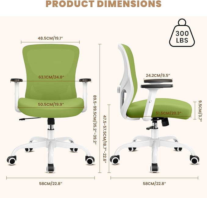 Office Chair Ergonomic Desk Chair with Adjustable Lumbar Support, Swivel Comfy Computer Chair Heavy Duty Executive Chair for Home Office - LeafyLoom