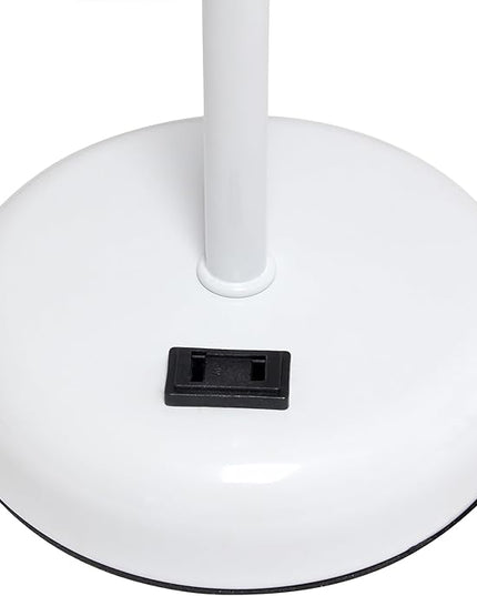 Simple Designs LT1144-WOW Sleek and Slender White Table Lamp with Charging Outlet for Bedroom, Living Room, Entryway, Office, Dining Room, Study, White Shade - LeafyLoom