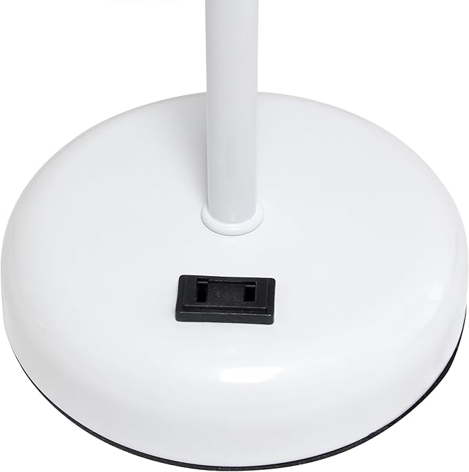 Simple Designs LT1144-WOW Sleek and Slender White Table Lamp with Charging Outlet for Bedroom, Living Room, Entryway, Office, Dining Room, Study, White Shade - LeafyLoom