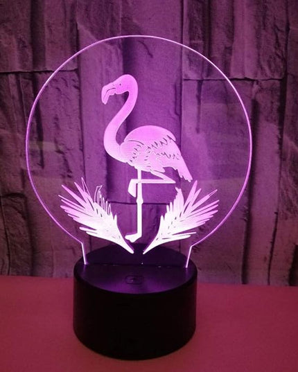 Flamingo Lamp - Acrylic 3D Night Lights USB LED Table Lamp Home r2d2 3D Arts Lamp - 3D Optical Illusions 7 Color Changing Bedroom Decor Night Light Gifts for Elder Father Mother & Friends. - LeafyLoom