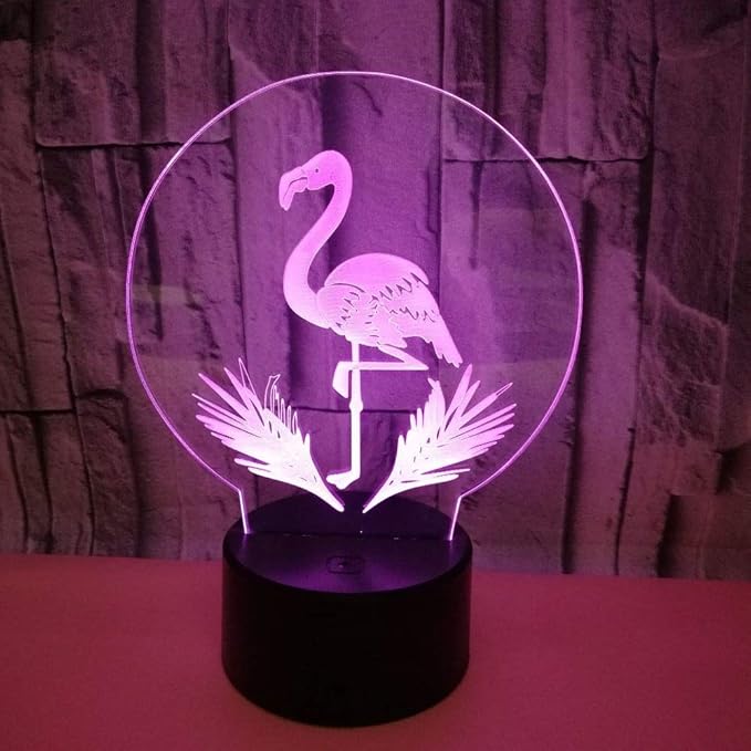 Flamingo Lamp - Acrylic 3D Night Lights USB LED Table Lamp Home r2d2 3D Arts Lamp - 3D Optical Illusions 7 Color Changing Bedroom Decor Night Light Gifts for Elder Father Mother & Friends. - LeafyLoom