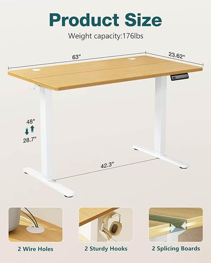 NicBex Home Office Height Adjustable Electric Height Adjustable Standing Desk Sit to Stand Ergonomic Computer Desk Adjustable Height Stand Up Desk for Home Office, Yellow - LeafyLoom