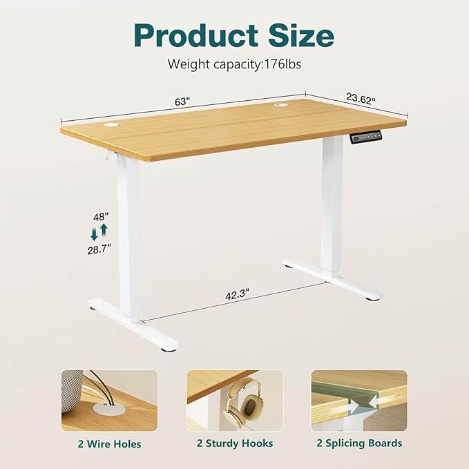 NicBex Home Office Height Adjustable Electric Height Adjustable Standing Desk Sit to Stand Ergonomic Computer Desk Adjustable Height Stand Up Desk for Home Office, Yellow - LeafyLoom