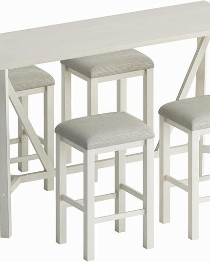NicBex Dining Table Set for 4 Table and Chairs Modern 5-Piece Dining Table Set Bar Kitchen Table Set with Upholstered Stools for Small Space, Breakfast Nook, Easy Assemble, Beige - LeafyLoom