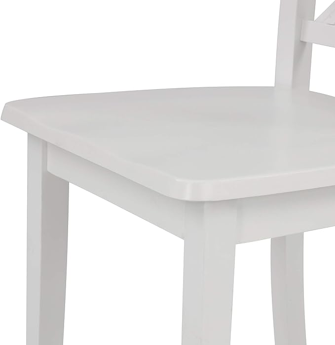 5-Piece Dining, Kitchen Set with Marble-Top Round Table and 4 Comfortable X Back Wood Chairs, Ensemble for Cozy Family Meals, White - LeafyLoom